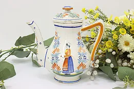 French Quimper Vintage Hand Painted Teapot, Brittany #51381