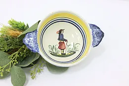 French Vintage Hand Painted Porringer Soup Bowl, Quimper #51378