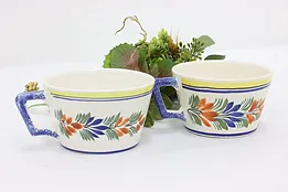 Pair French Vintage Hand Painted Coffee or Soup Cups Quimper #51384