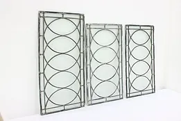 Architectural Salvage Set of 3 Antique Leaded Glass Windows #47326