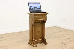 Masonic Lodge Victorian Antique Pedestal Bible Stand Podium #53864