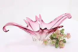 Italian Vintage Blown Pink Art Glass Sculpture Bowl, Murano #54027