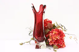 Murano Venetian Italian Cranberry Art Glass Sculpture Vase #54010