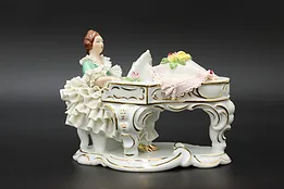 German Porcelain Antique Woman Playing Piano Figurine #48958