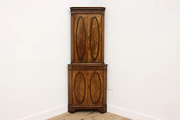 Regency Design Antique Mahogany Corner Bar Cabinet, Mirror #53966