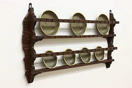 Renaissance Design Oak Antique Plate Rack, Carved Faces 46" #47244