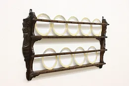 Dutch Carved Couple Oak Antique Plate Rack 47" #47243