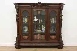 Renaissance Antique Oak Office Library Bookcase Sculptures #54006