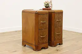 Pair of Art Deco Vintage Waterfall Nightstands End Tables #53025