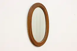 Victorian Antique 1860s Walnut Oval Hall, Entry or Bath Mirror #53929