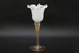 White Cristal Vintage Blown Glass Tulip Sculpture, Italy #53014