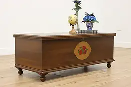 Tudor Design Vintage Cedar Chest or Trunk, Painted Roses #54161