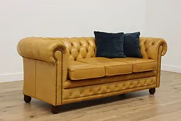 Chesterfield Tufted English Leather Sofa or Couch, Delta #53956