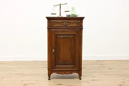 Country French Antique Carved Oak Hall Kitchen Bath Cabinet #53955