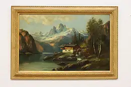 Mountain Mill House Antique Original Oil Painting, GL 38" #54039