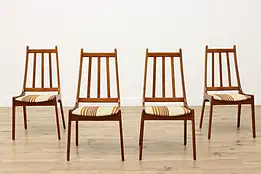 Set of 4 Midcentury Modern Upholstered Teak Chairs, Nordic #54190