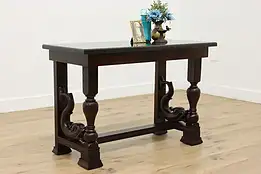 Renaissance Antique Oak & Granite Hall Console, Dolphins #53717