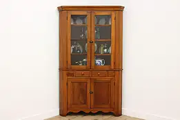 Sheraton Antique Farmhouse Poplar Kitchen Corner Cabinet #54063