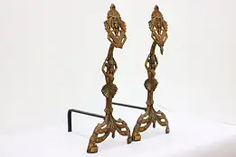 Pair of Art Deco Antique Iron Egyptian Dancer Andirons, Log #53816