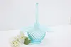 Teal Opalescent Vintage Hobnail Glass Bride Basket (2)