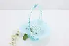 Teal Opalescent Vintage Hobnail Glass Bride Basket (3)