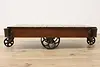 Farmhouse Antique Industrial Railroad Cart Coffee Table (10)