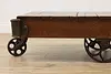 Farmhouse Antique Industrial Railroad Cart Coffee Table (11)