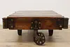 Farmhouse Antique Industrial Railroad Cart Coffee Table (13)