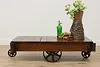 Farmhouse Antique Industrial Railroad Cart Coffee Table (3)