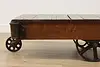 Farmhouse Antique Industrial Railroad Cart Coffee Table (6)