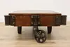 Farmhouse Antique Industrial Railroad Cart Coffee Table (8)