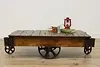 Railroad Salvage Cart Antique Ash & Elm Coffee Table Nutting (2)