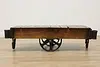 Railroad Salvage Cart Antique Ash & Elm Coffee Table Nutting (10)