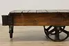 Railroad Salvage Cart Antique Ash & Elm Coffee Table Nutting (11)