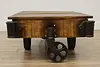 Railroad Salvage Cart Antique Ash & Elm Coffee Table Nutting (9)