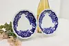 Pair of Victorian Antique Flow Blue China Saucers, Johnson (2)