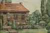 Summer Cabin Antique Original Oil Painting, Merlet 23" #53040