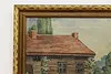 Summer Cabin Antique Original Oil Painting, Merlet 23" #53040