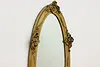 French Antique Gold Painted Oval Wall Mirror, Shells & Roses (3)