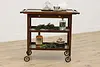 Arts & Crafts Antique Birch Rolling Tea or Bar Cart, Signed (2)