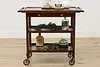 Arts & Crafts Antique Birch Rolling Tea or Bar Cart, Signed (3)