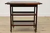 Arts & Crafts Antique Birch Rolling Tea or Bar Cart, Signed (9)