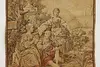 Lord & Ladies in Garden Antique Tapestry, Belgium 39" (5)