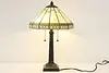 Arts & Crafts Vintage Stained Glass Office or Library Lamp (11)