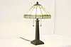 Arts & Crafts Vintage Stained Glass Office or Library Lamp (3)