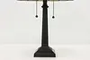 Arts & Crafts Vintage Stained Glass Office or Library Lamp (5)