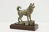 Bronze Vintage Husky Sculpture on Walnut Base, Shoop (2)