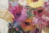 Summer Girls with Flowers Vintage Oil on Canvas, Tukey 44.5" (8)