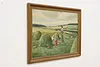 Farm Family Scene Vintage Original Oil Painting 44.5" (3)