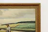 Farm Family Scene Vintage Original Oil Painting 44.5" (5)